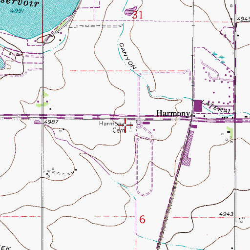 Topographic Map of Harmony Cemetery, CO