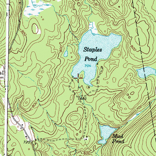 Topographic Map of Staples Pond Dam, ME