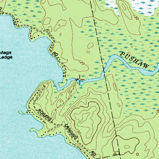 Topographic Map of Pushaw Lake Dam, ME