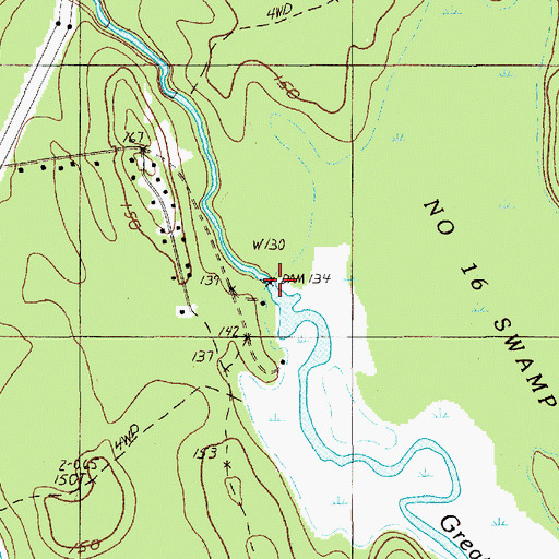 Topographic Map of Great Works Stream, ME