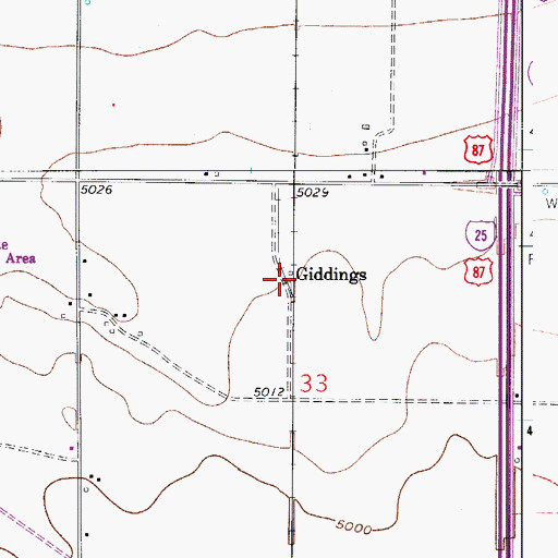 Topographic Map of Giddings, CO