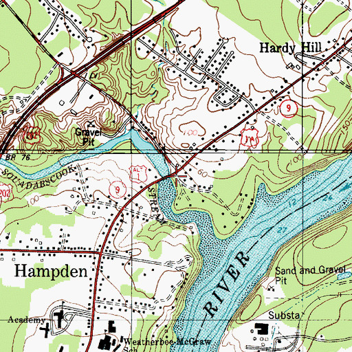 Topographic Map of Souadabscook Stream Reservoir, ME