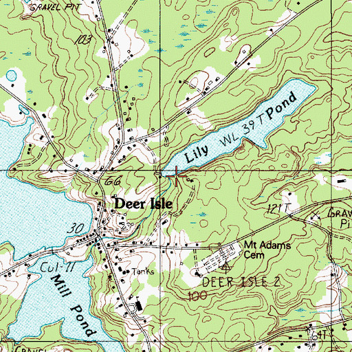 Topographic Map of Lily Pond Dam, ME