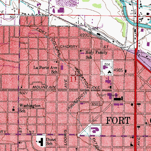 Topographic Map of Flat Collins Irrigation Ditch, CO