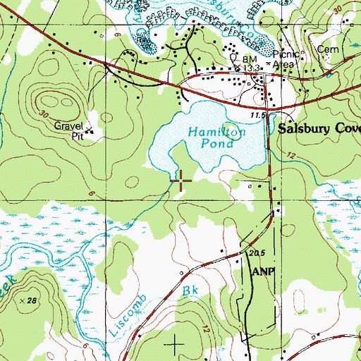 Topographic Map of Hamilton Pond Dam, ME