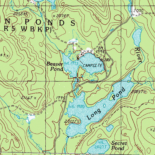 Topographic Map of Beaver Pond Dam, ME