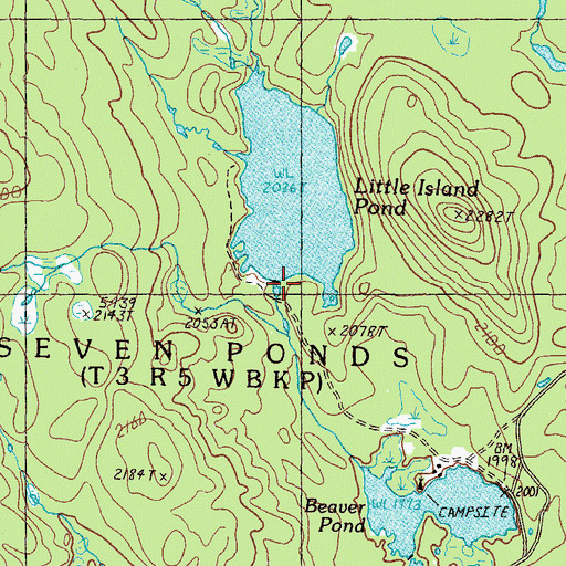 Topographic Map of Little Island Pond Dam Number 3, ME