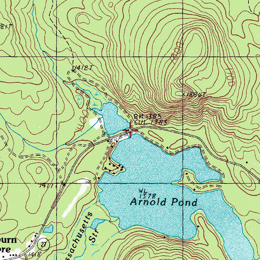 Topographic Map of Arnold Pond Inlet Dam, ME