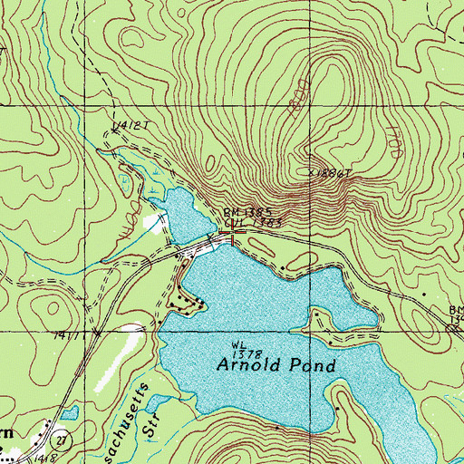 Topographic Map of Tr-Arnold Pond, ME