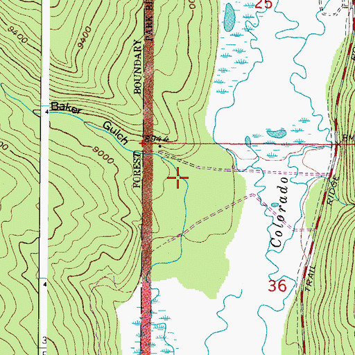 Topographic Map of Baker Gulch, CO