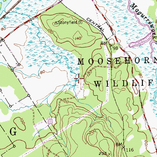 Topographic Map of Barn Meadows Cross Dike, ME