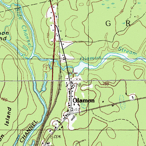 Topographic Map of Olamon Stream, ME