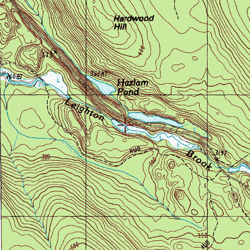Topographic Map of Leighton River Reservoir, ME