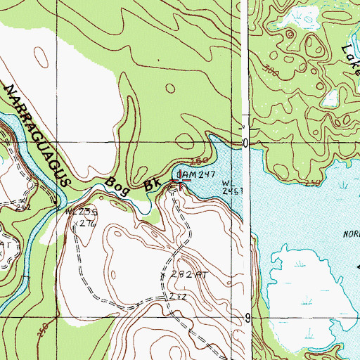 Topographic Map of Bog Brook Dam, ME