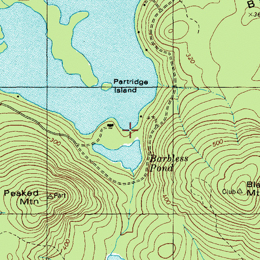 Topographic Map of Barbless Pond Dam, ME