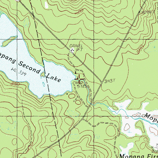 Topographic Map of Mopang Second Lake Dam, ME