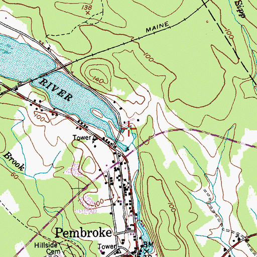 Topographic Map of Pembroke Cottage Dam, ME