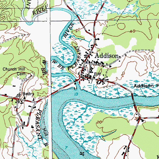 Topographic Map of West Branch Pleasant River Dam, ME
