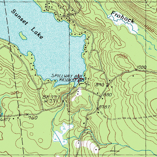 Topographic Map of Sunset Lake Dam, NH