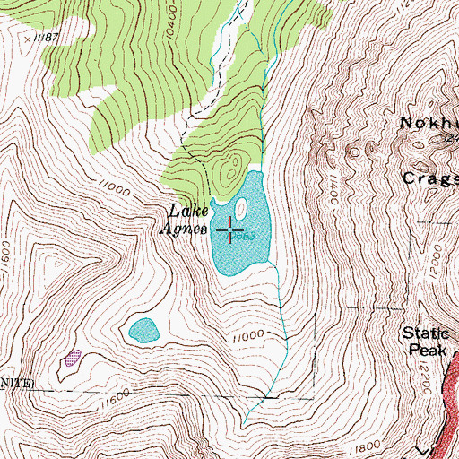 Topographic Map of Lake Agnes, CO