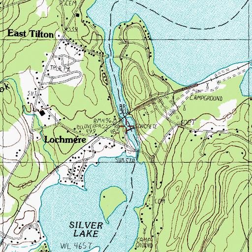 Topographic Map of Lochmere Dam, NH