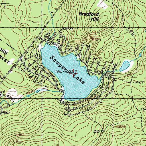 Topographic Map of Sawyer Lake Dam, NH