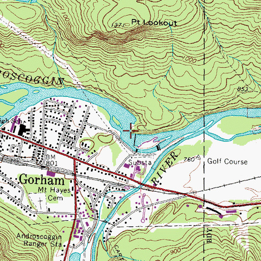 Topographic Map of Gorham Dam, NH