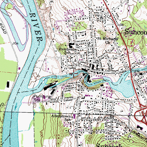 Topographic Map of China Dam, NH