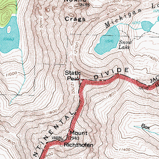 Topographic Map of Static Peak, CO