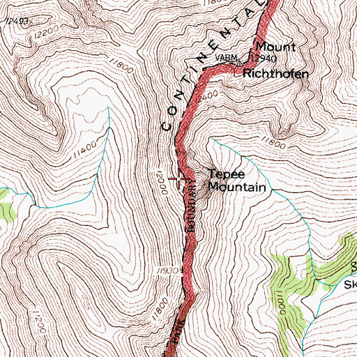 Topographic Map of Tepee Mountain, CO