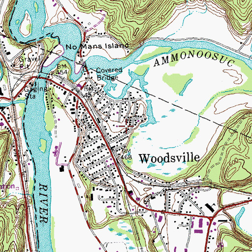 Topographic Map of Woodsville Hydroelectric Dam, NH