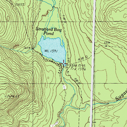 Topographic Map of Stratford Bog Pond Dam, NH