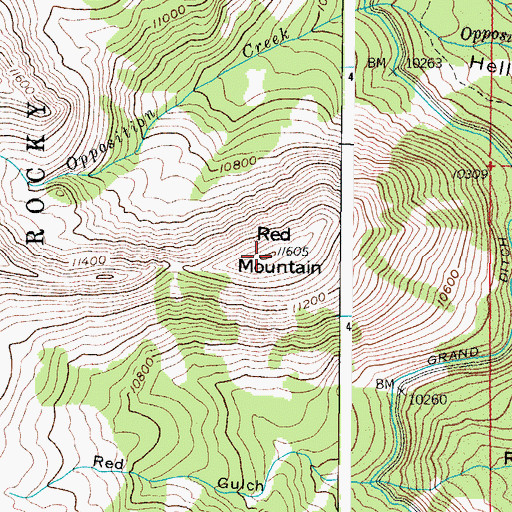 Topographic Map of Red Mountain, CO