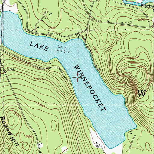Topographic Map of Lake Winnepocket, NH