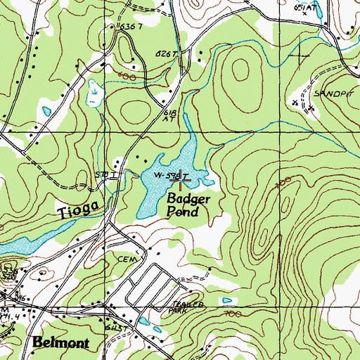Topographic Map of Badger Pond Dam, NH
