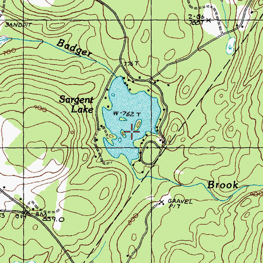 Topographic Map of Sargent Lake Dam, NH