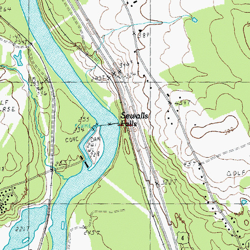 Topographic Map of Sewalls Falls Dam, NH