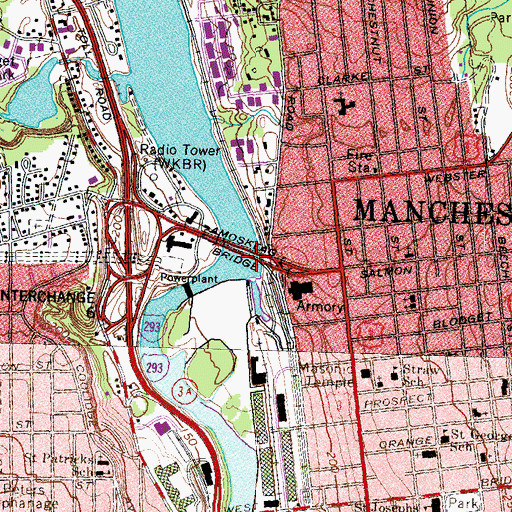 Topographic Map of Merrimack River Reservoir, NH