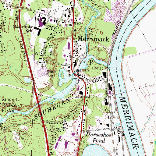 Topographic Map of Souhegan River Reservoir, NH