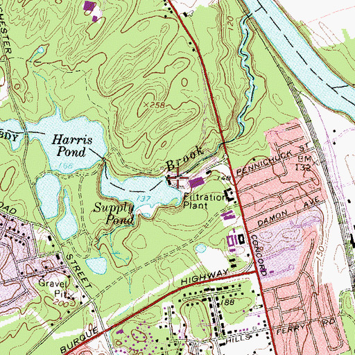 Topographic Map of Supply Pond Dam, NH