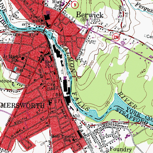 Topographic Map of New Dam, NH