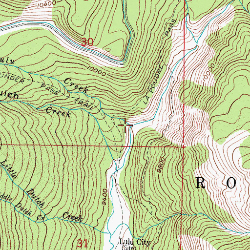 Topographic Map of Lulu Creek, CO