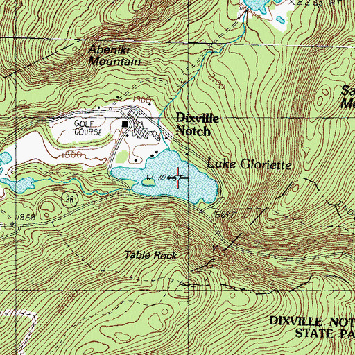 Topographic Map of Lake Gloriette, NH
