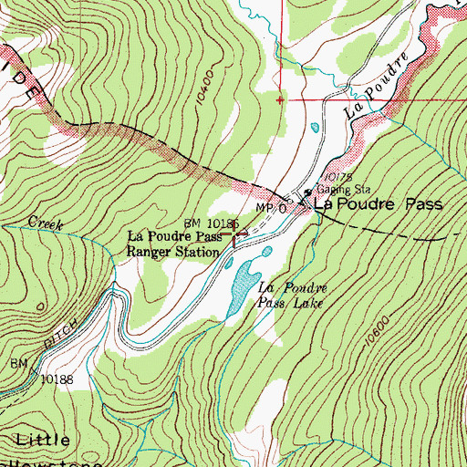 Topographic Map of La Poudre Pass Ranger Station, CO