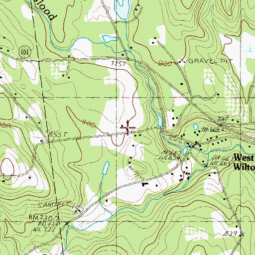 Topographic Map of Burton Pond Dam, NH