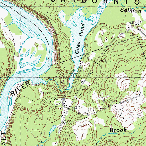 Topographic Map of Giles Pond Dam, NH