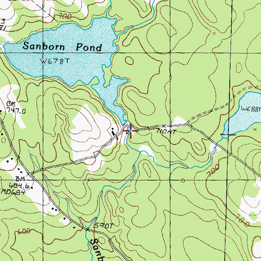 Topographic Map of Sanborn Pond Outlet Dam, NH