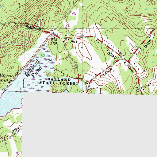 Topographic Map of Ballard Pond Dam Omitted, NH