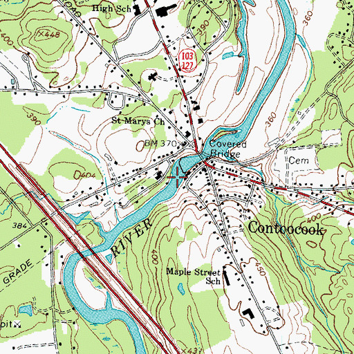 Topographic Map of Contoocook Village Dam, NH