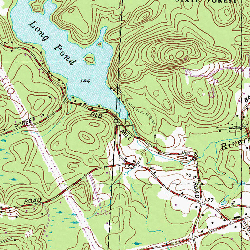 Topographic Map of Long Pond Dam, NH